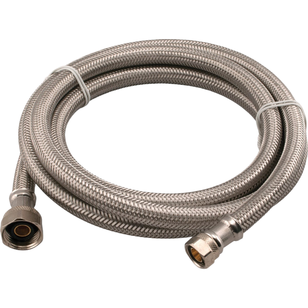 Flexible stainless steel braided faucet connector with 3/8 inch compression and 1/2 inch female fittings for home improvement