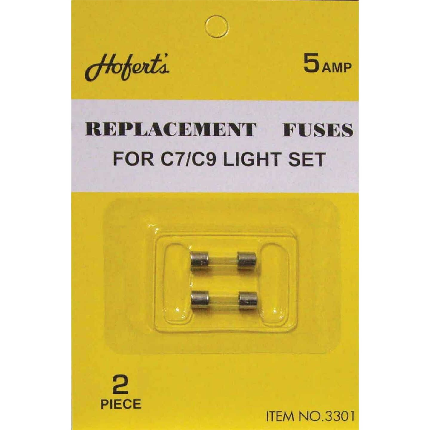 Two 5-amp replacement fuses for C7 and C9 Christmas light sets in holiday and home improvement collections