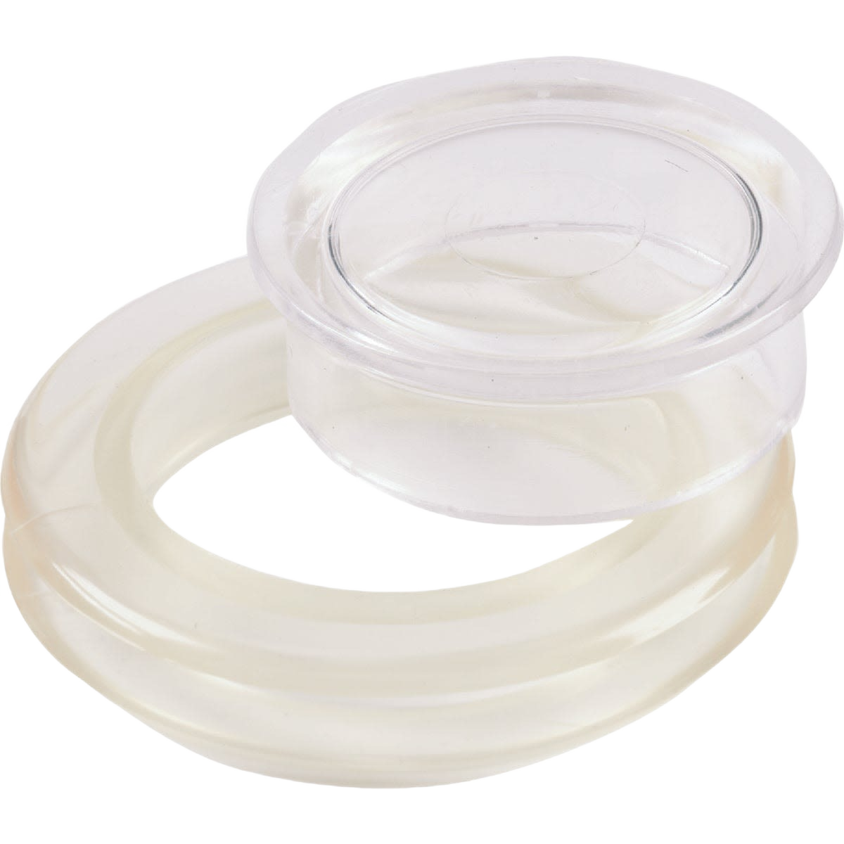 Clear vinyl umbrella hole ring and plastic cap for 2-inch glass table tops in outdoor living and patio furniture collections