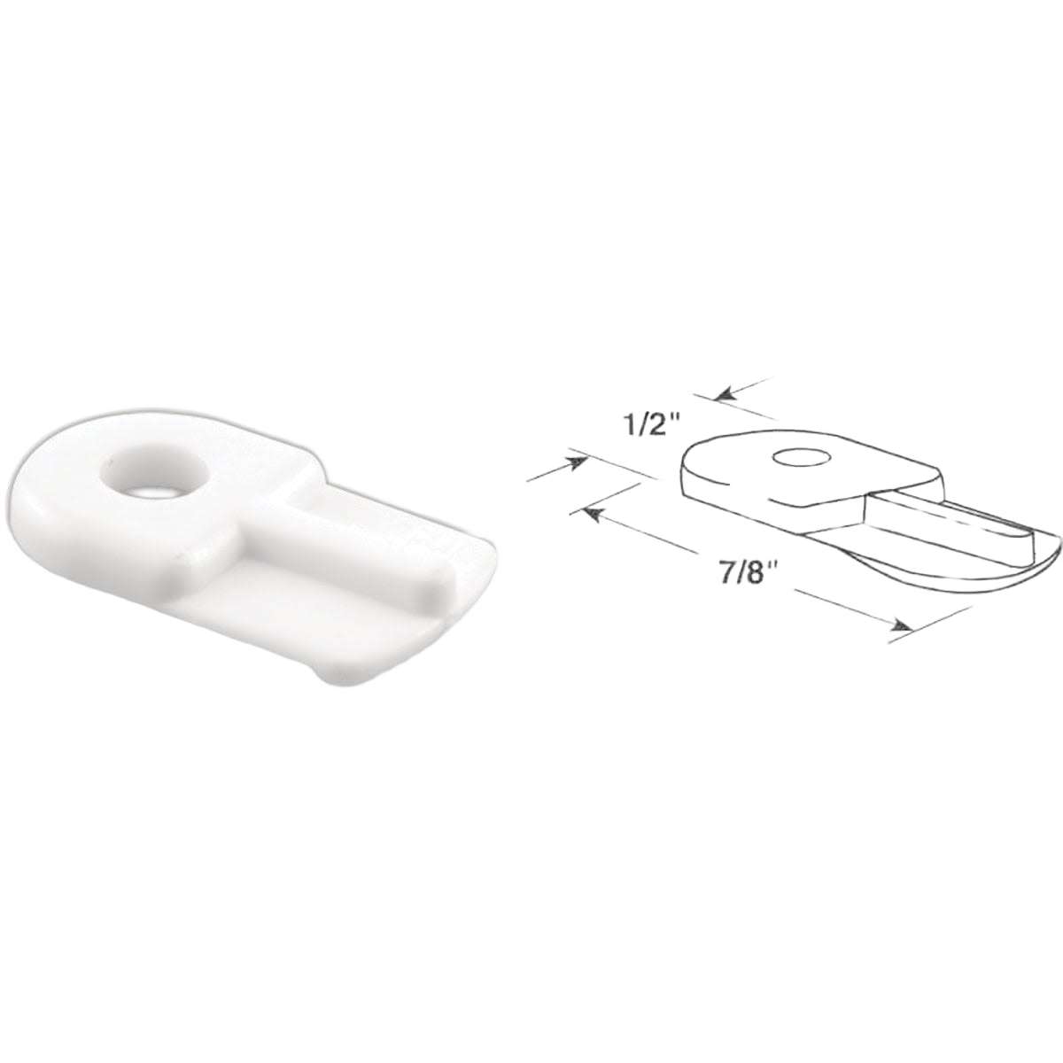 White nylon fastener turn button with technical drawing for hardware and home improvement projects under $50 collection