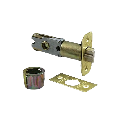 Polished brass triple-option entry latch with mortise and drive-in faceplates for door hardware and accessories collections under $50