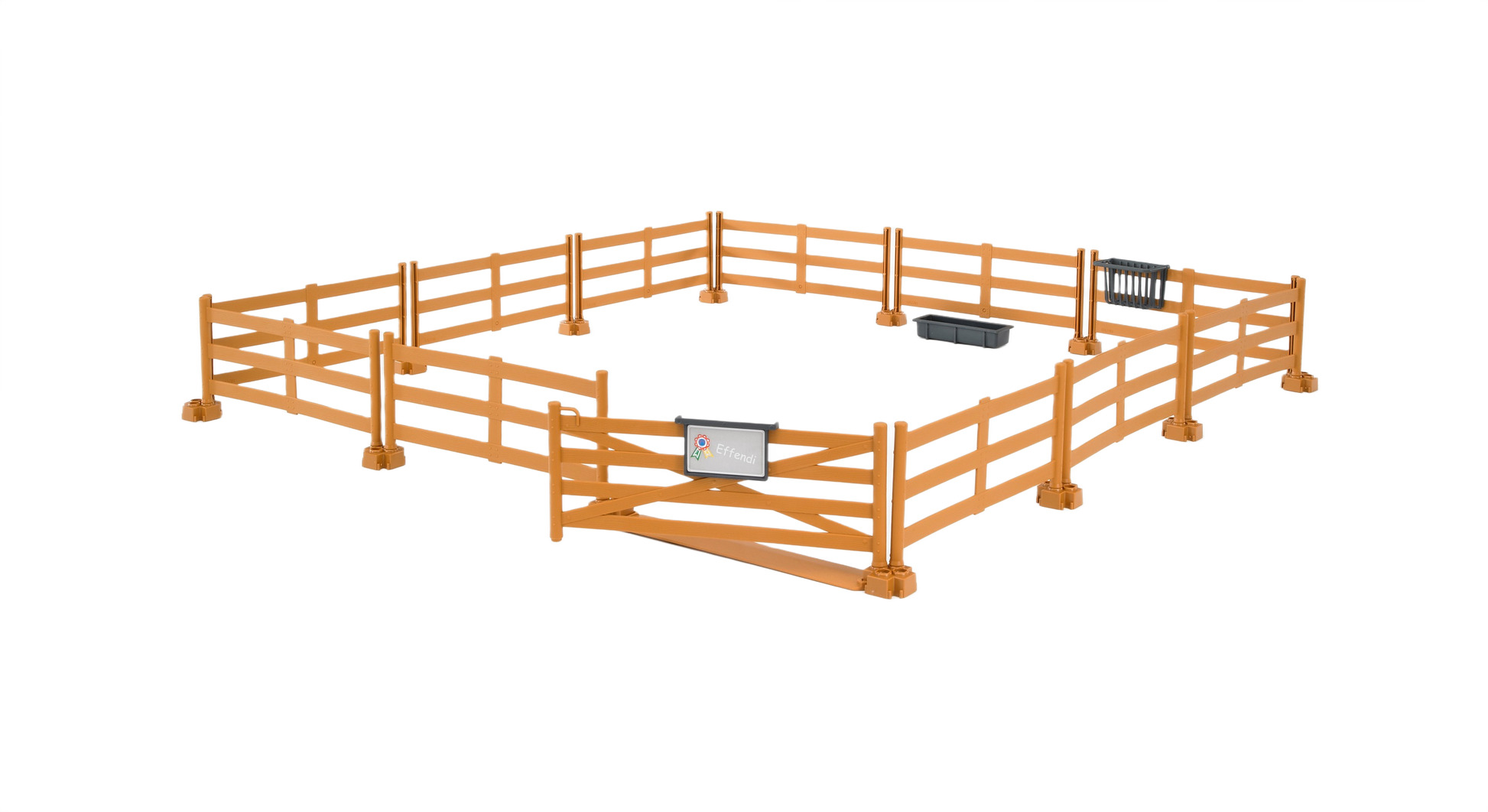 Brown plastic toy fence set forming a paddock for farm or animal play in Bruder Toys collection under $50