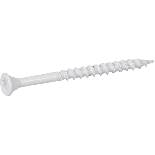 White ceramic-coated deck screw with star-drive head for exterior wood and composite fastening in hardware collection under $50