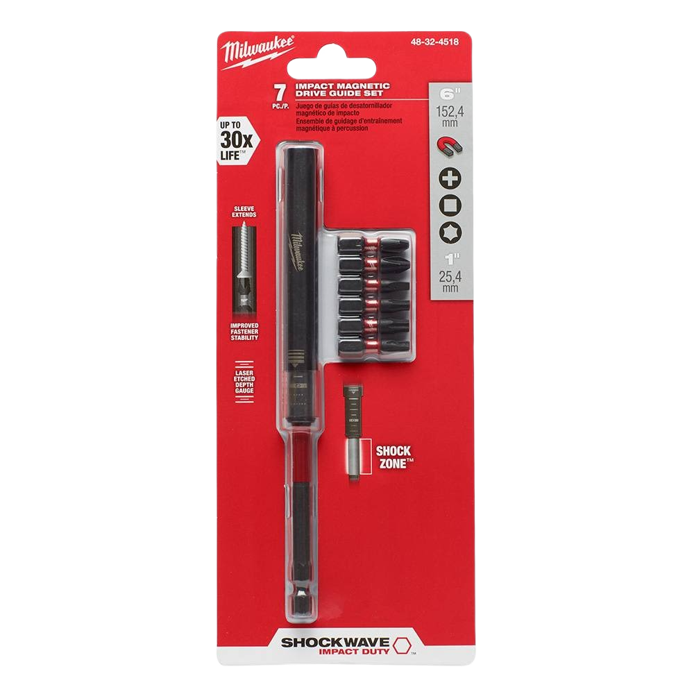 7-piece impact magnetic drive guide set with Shockzone technology for durable tool accessories and home improvement tasks