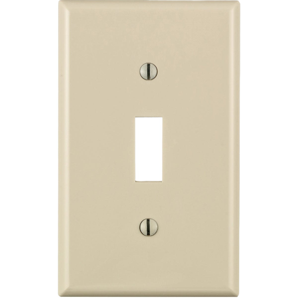 Light almond single gang toggle switch wall plate for home improvement and electrical projects
