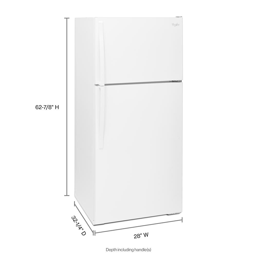 28-inch wide white top freezer refrigerator with vertical handles from kitchen and appliances collection