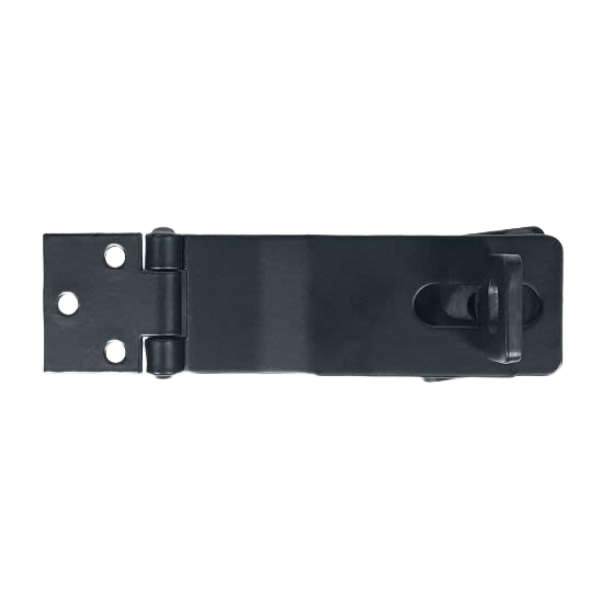 Matte black iron safety hasp with swivel for secure locking on flush doors in hardware and home improvement collections