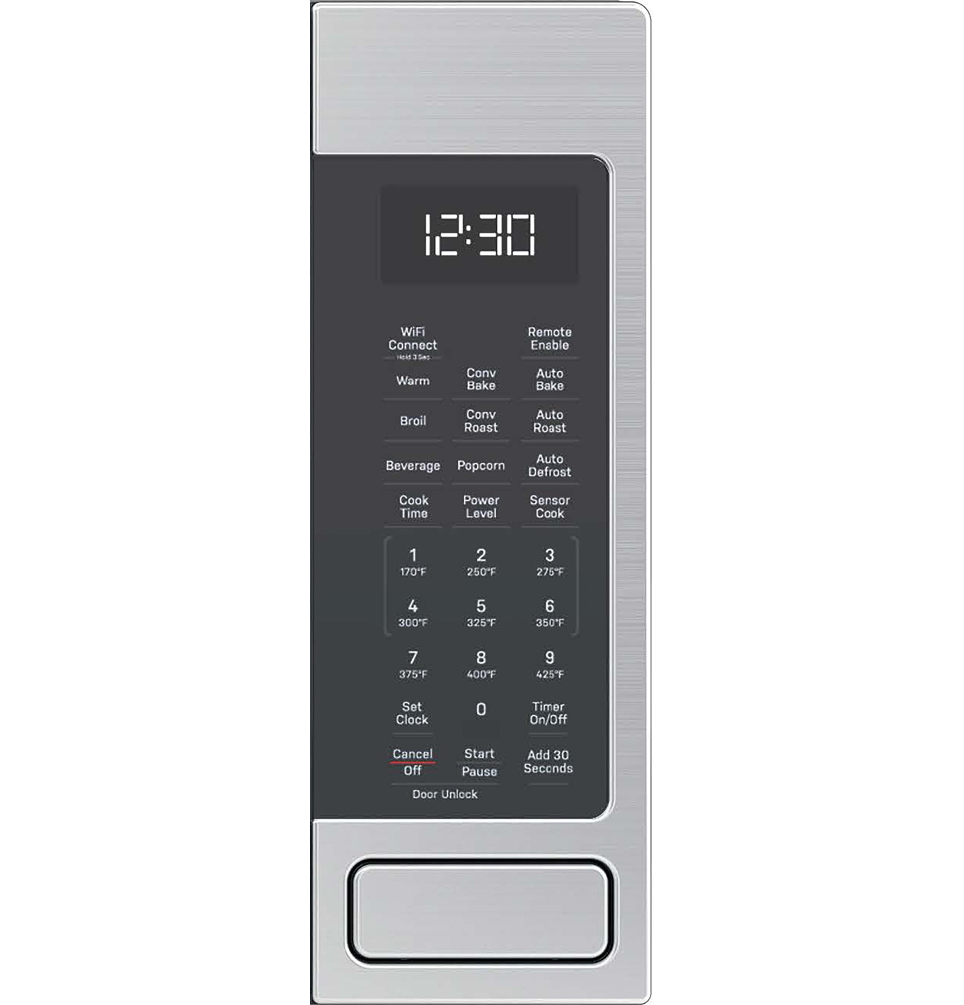 Digital control panel for stainless steel convection microwave with multiple cooking and timer functions in microwaves collection