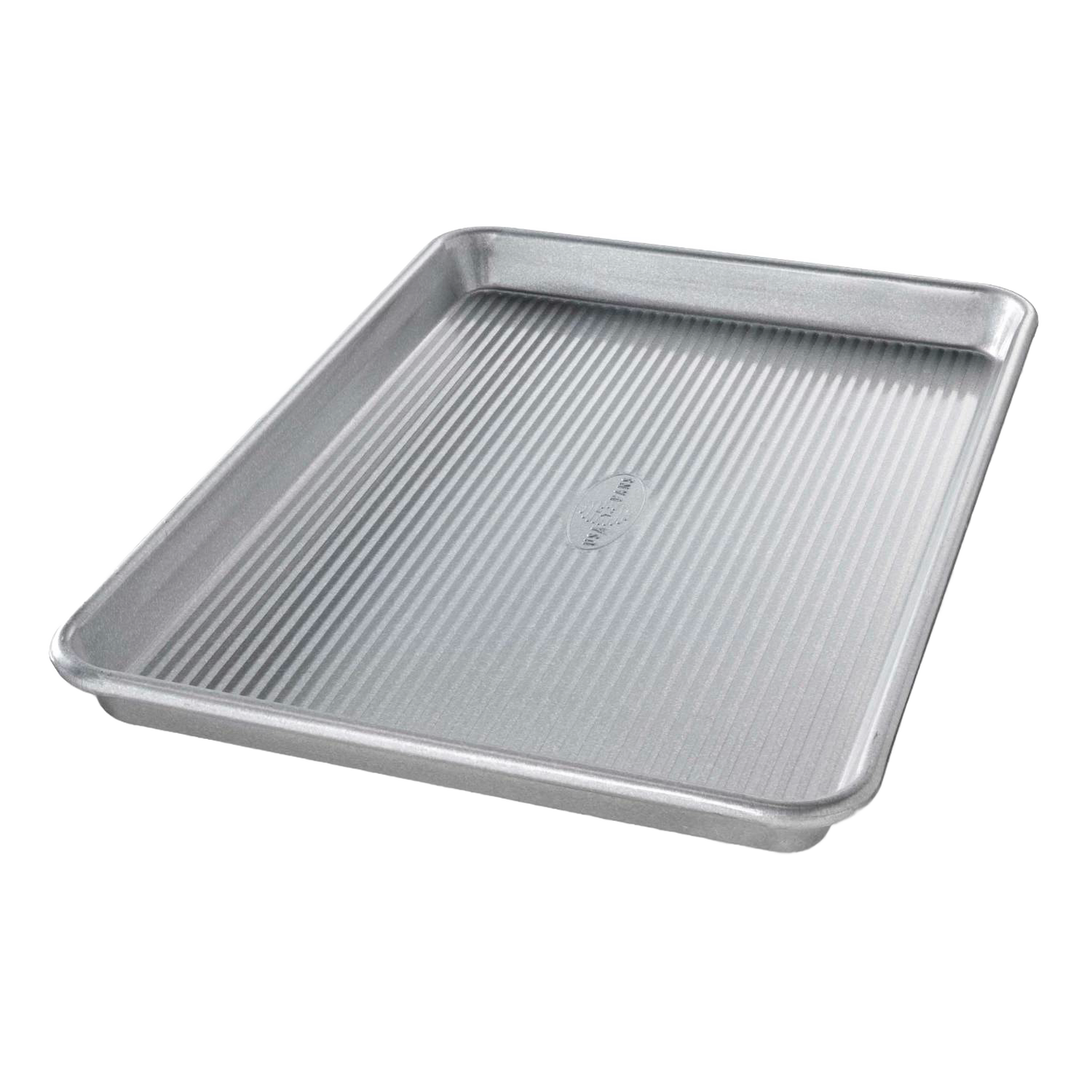 Ridged silver baking pan with raised edges, part of kitchenware and bakeware collections under $50 and kitchen gadgets.