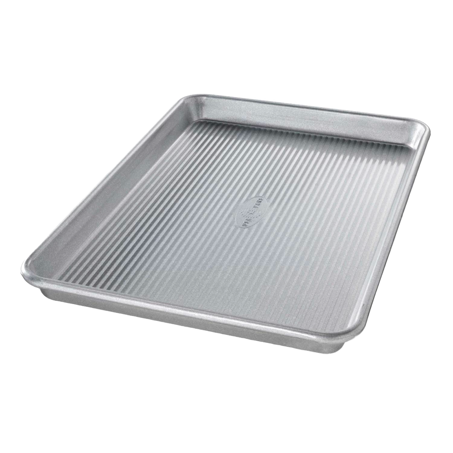 Ridged silver baking pan with raised edges, part of kitchenware and bakeware collections under $50 and kitchen gadgets.