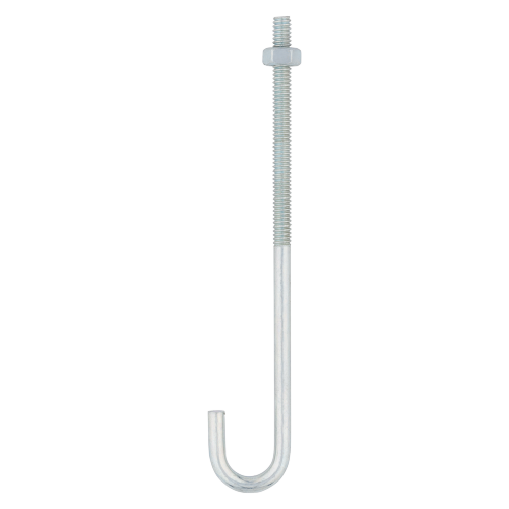 Zinc-plated 6-inch J bolt with hex nut for home improvement, fasteners, and lumber projects under $50