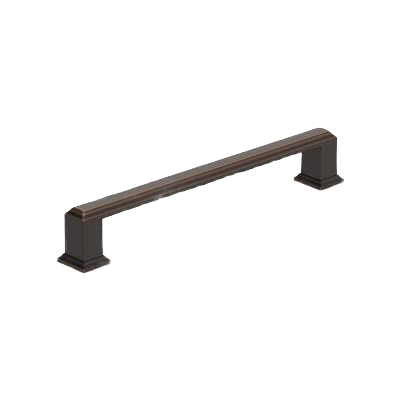 Oil-rubbed bronze cabinet pull with classic square bases for hardware and home improvement projects under $50