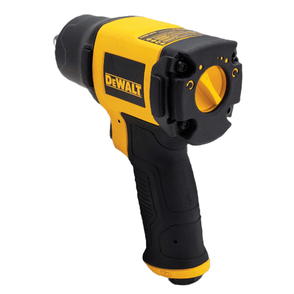 Compact yellow and black 3/8" drive impact wrench with ergonomic grip designed for home improvement tools and tasks