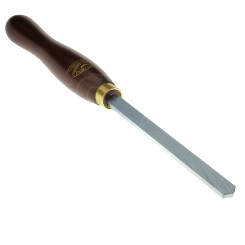 Skew chisel with polished wooden handle and diamond-shaped steel blade for woodworking tools and home improvement projects under $50
