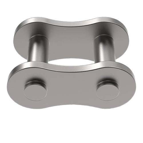 Metal roller chain link with smooth finish, designed for equipment repair and tools in home improvement projects
