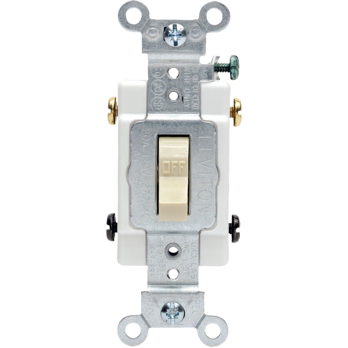 Commercial grade grounded toggle switch with metal frame for electrical installations in home improvement under $50 collection