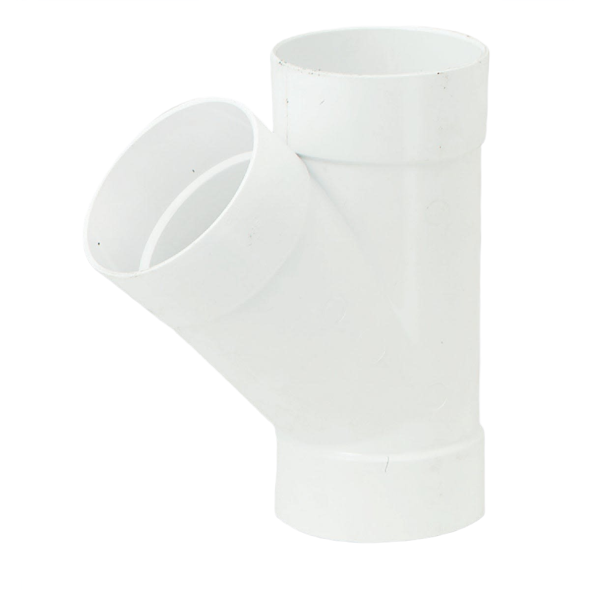 White PVC wye pipe fitting with 45-degree branch for plumbing in pipes & fittings and under $50 collections