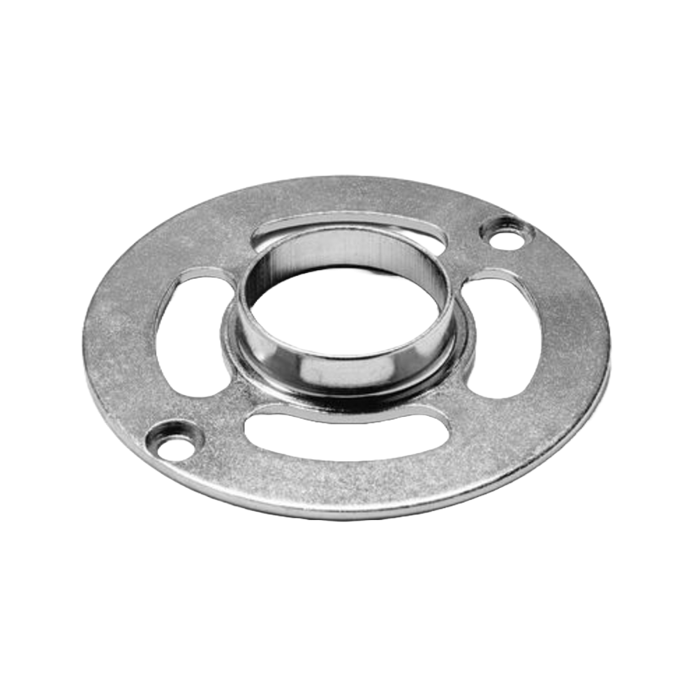 Steel template ring for woodworking router guides with multiple mounting slots in woodworking tool accessories collection