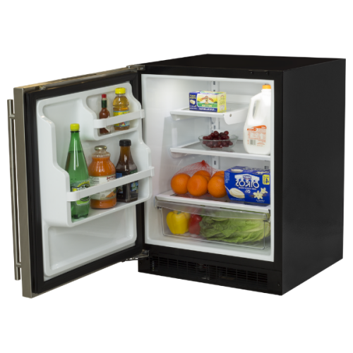 24-inch low profile built-in refrigerator with adjustable shelves, MaxStore bin, and door storage in kitchen appliances collections