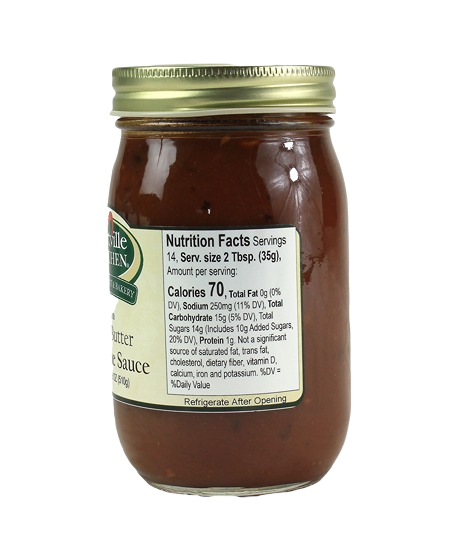 Jar of Hartville Kitchen BBQ sauce featuring nutrition facts label and gold metal lid for grilling sauces & spices collection
