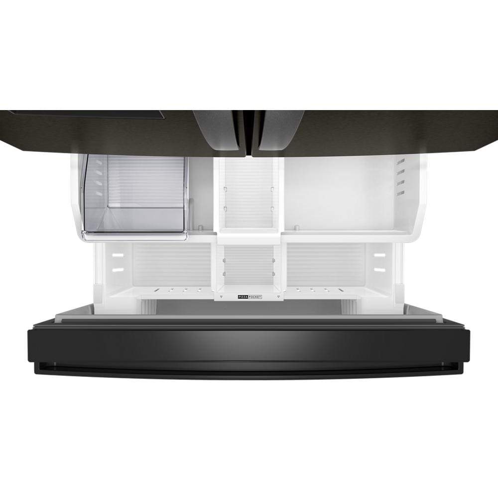 Interior view of a spacious bottom freezer drawer with organized compartments in a 36-inch French door refrigerator, featured in Refrigerators, French Door Refrigerators, and Kitchen & Kitchenware collections.
