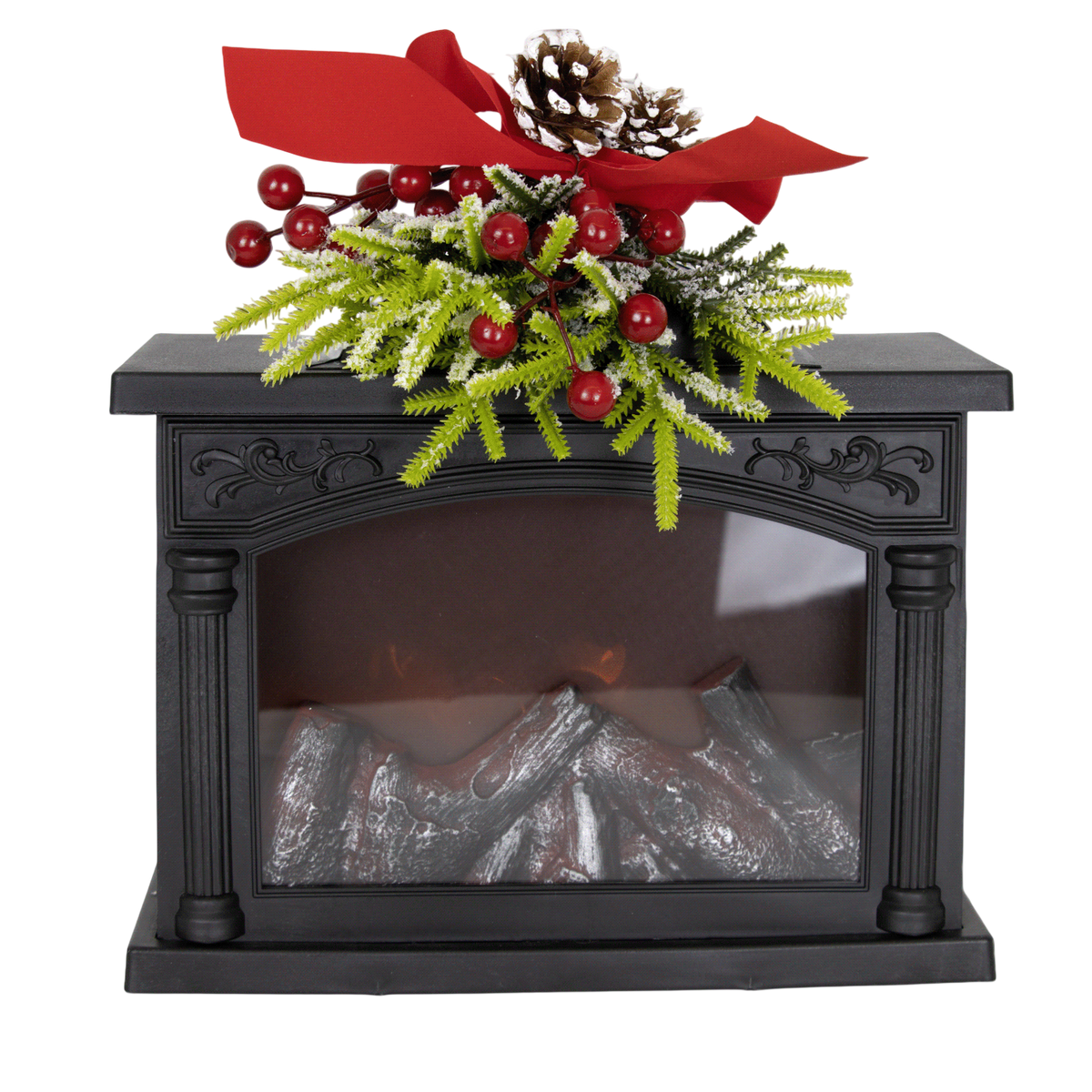 Gerson International 11" Fireplace w/Greenery Decoration