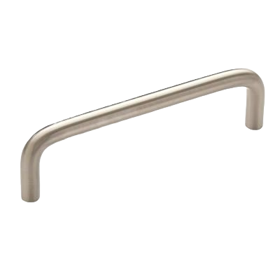 Satin nickel wire-style cabinet pull with 4 inch center-to-center mounting for hardware and furniture accessories collections under $50