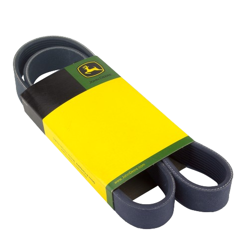 Black rubber drive belt with yellow and green branded packaging for tools and home improvement applications