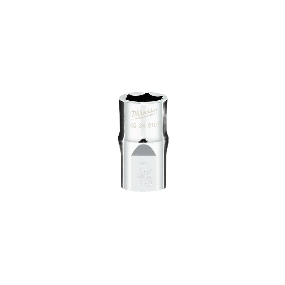 Chrome-finished 9/16 inch socket with FOUR FLAT™ sides for anti-roll and wrench-ready use in hand tools collection