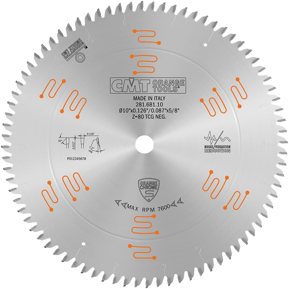 CMT Orange Tools 10" 80T Double-Sided Laminate & Melamine Saw Blade