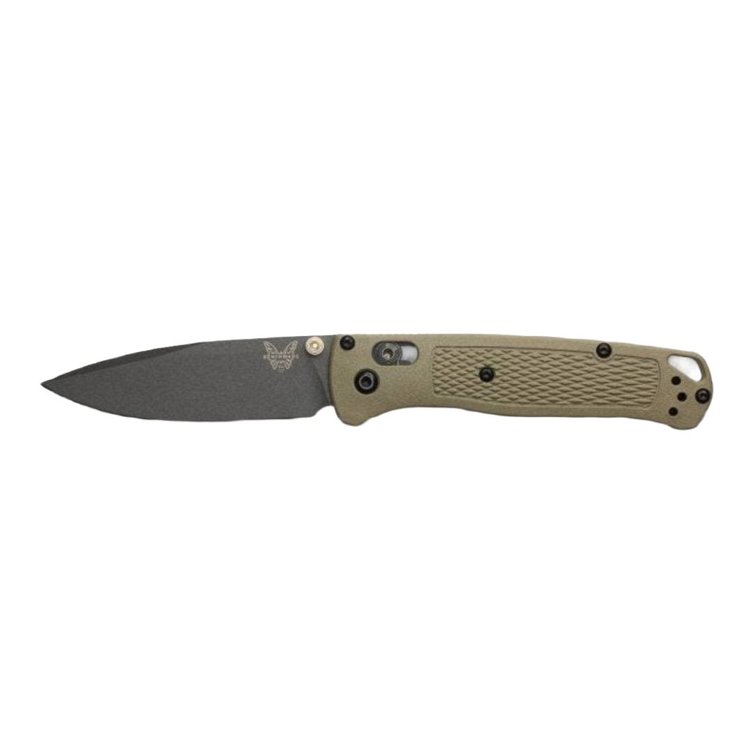 Slim folding pocket knife with textured ranger green handle and matte black blade for outdoor tasks and home use