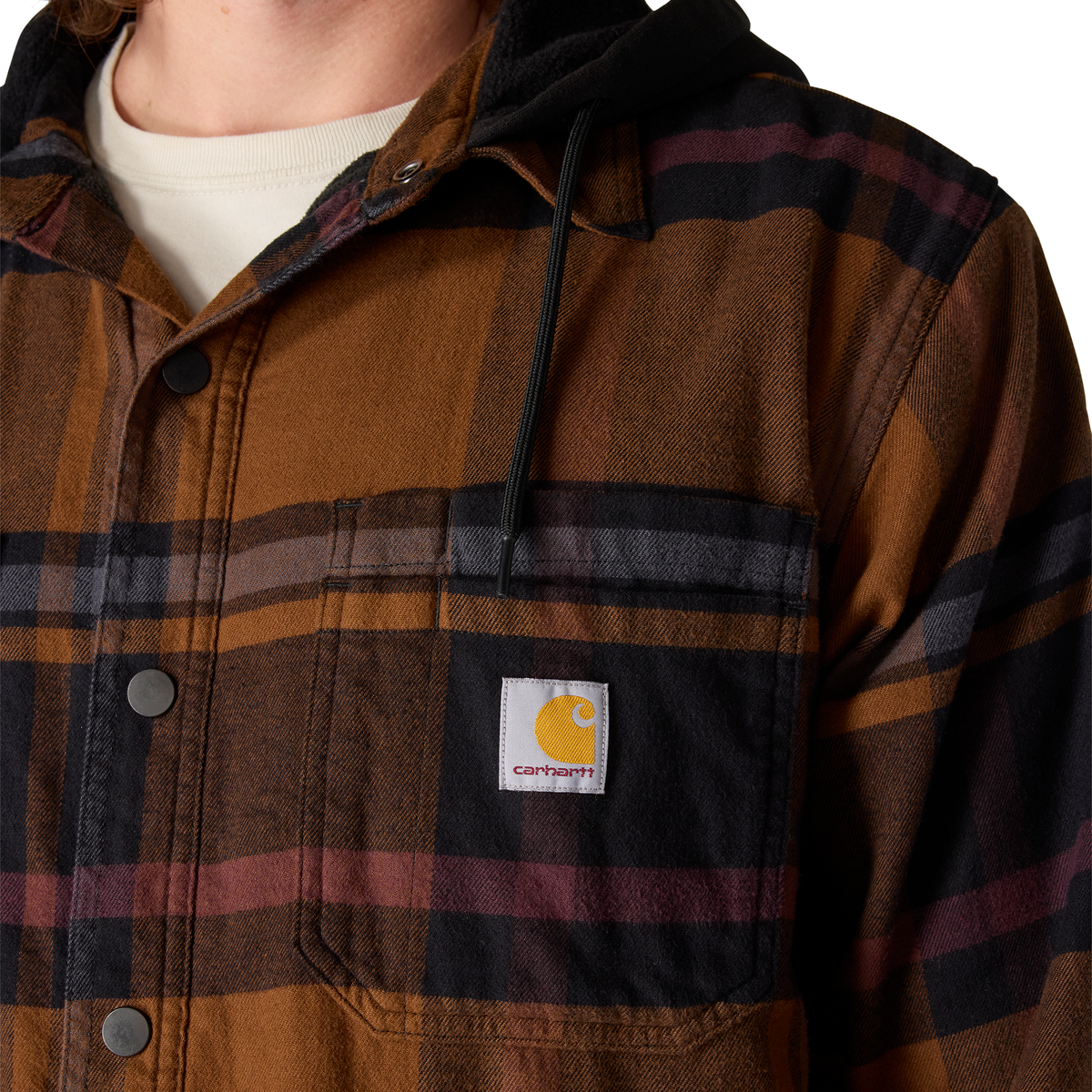 Carhartt Hamilton Relaxed Plaid Shirt Jac - Black, Tall XL