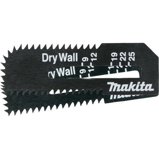 Black Makita drywall cut-out saw blades, 2-pack, with sharp teeth for precise tool accessory replacements