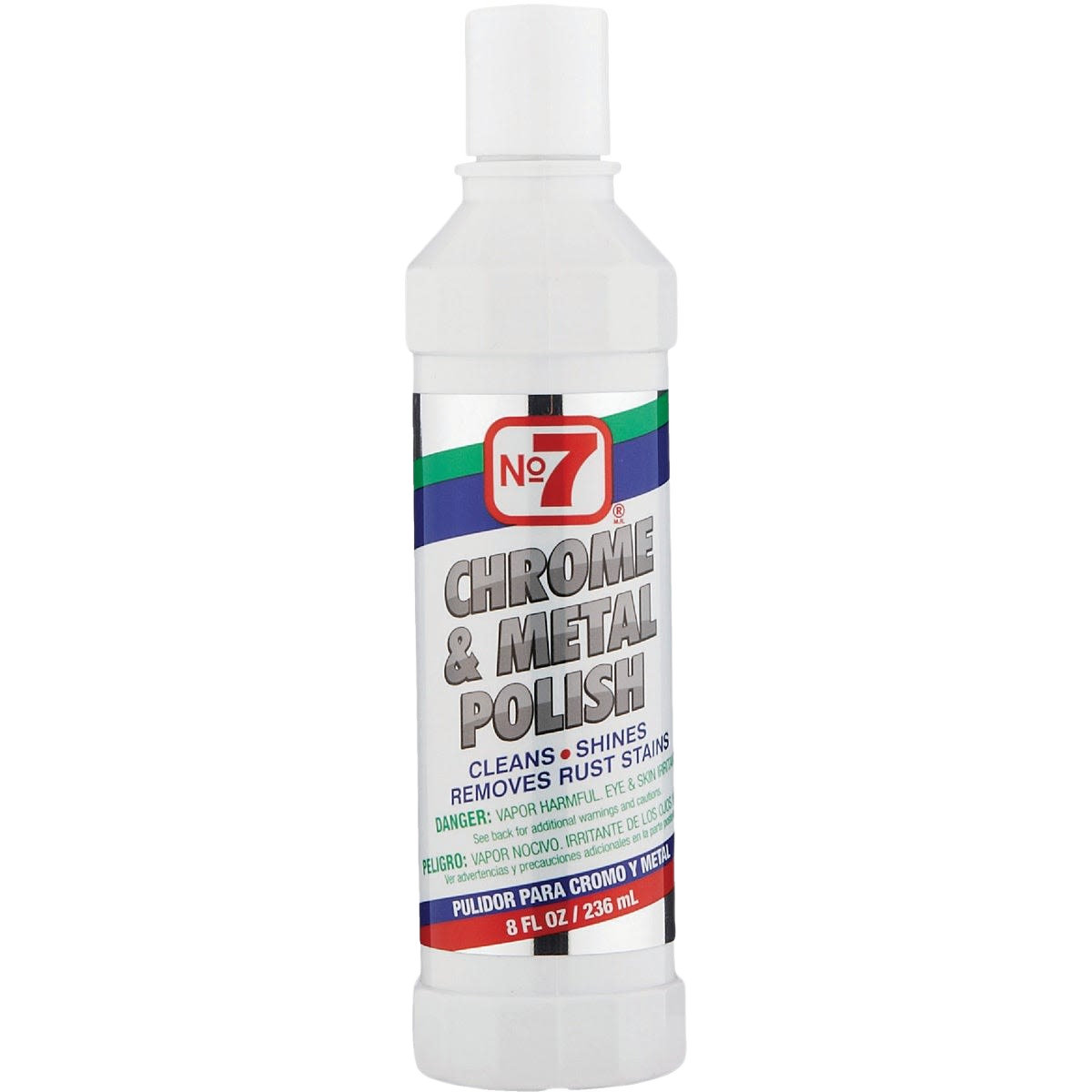 White plastic bottle of No 7 metal and chrome polish for automotive and home improvement use under $50 collections