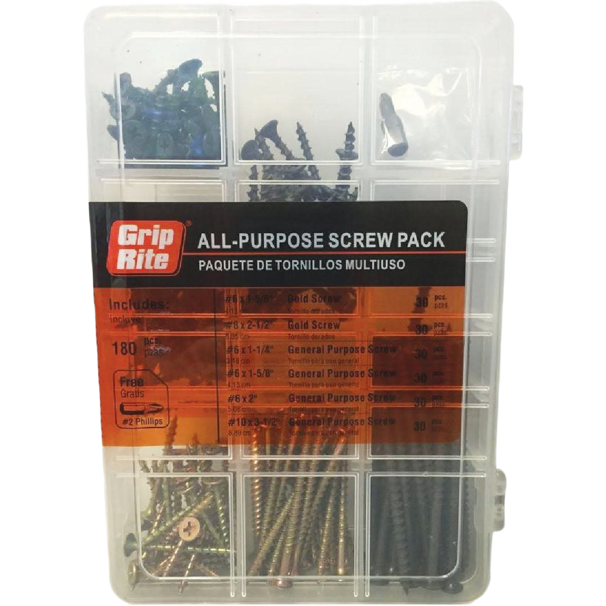 Plastic organizer box with assorted all-purpose screws for fasteners and home improvement projects under $50