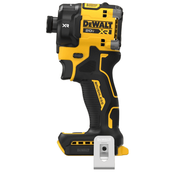 Cordless compact yellow and black brushless hydraulic impact driver designed for efficient home improvement tasks