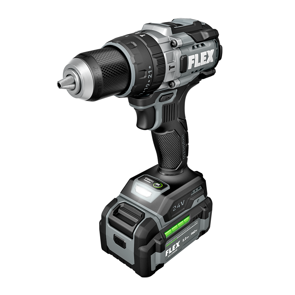 FLEX 24V 1/2" 2-Speed Hammer Drill with Turbo Mode Kit