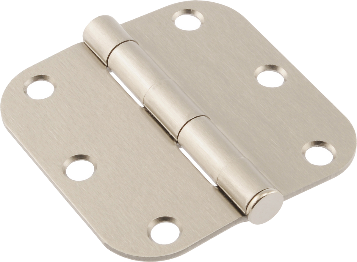 Hardware Essentials 3" Round Corner Door Hinge Satin Nickel, 3-Pack