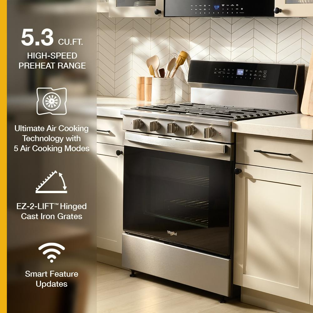 30-inch Smart Gas Range with Air Cooking Technology, No Preheat Air Fry, Steam/Self Clean and High Speed Preheat