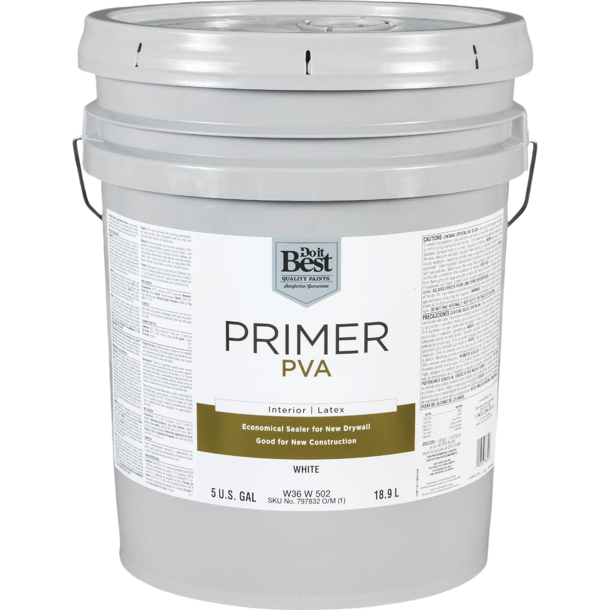 5-gallon white interior latex PVA primer for drywall sealing and painting under $100 in home improvement supplies