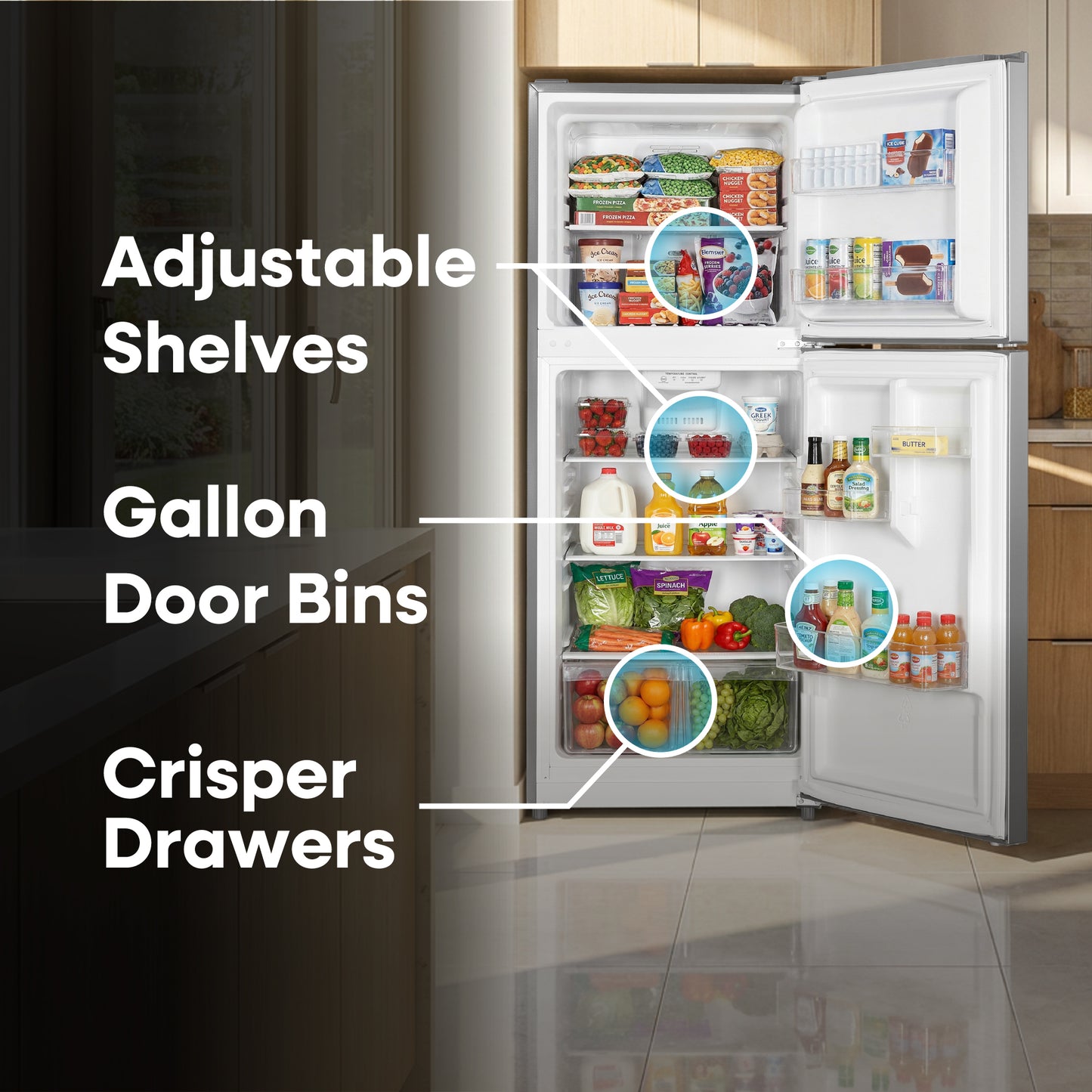 Element Electronics 10.1 cu. ft. Top Freezer Refrigerator - Stainless Steel, ENERGY STAR (ENR10TFGBS)