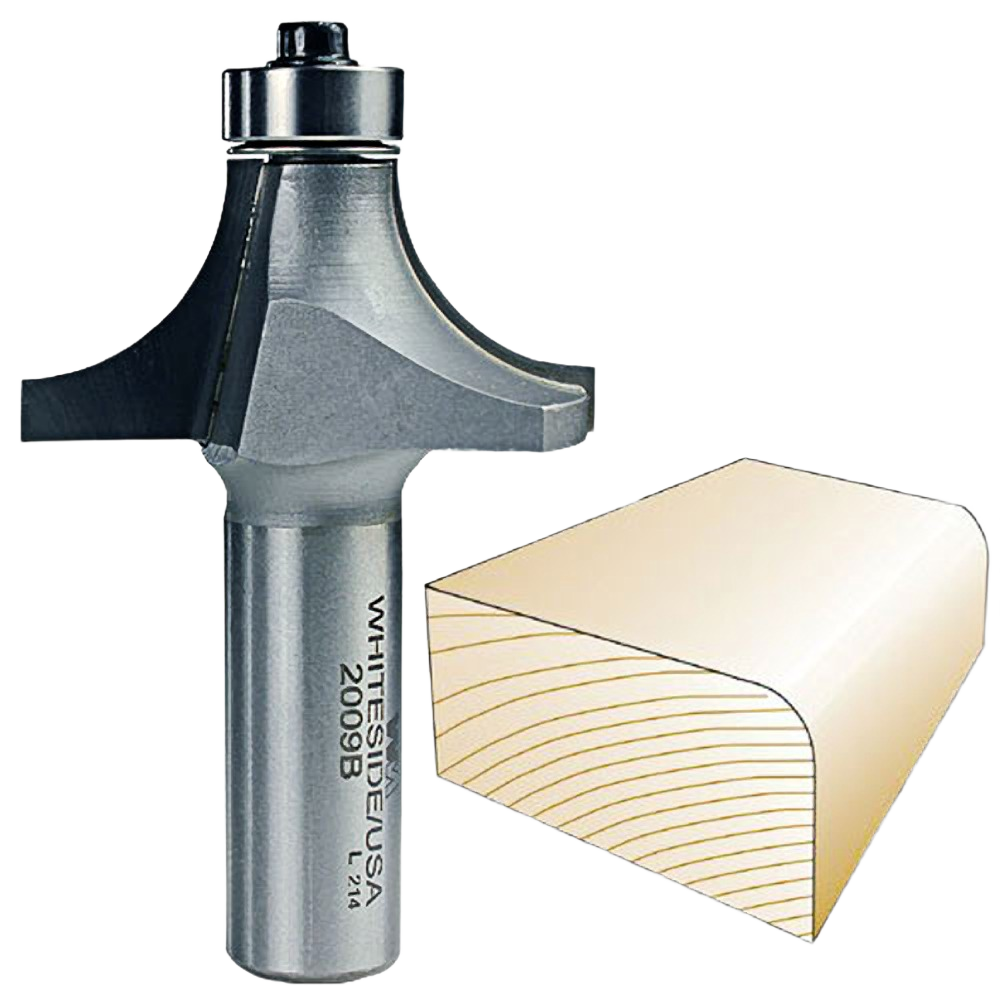 Carbide-tipped roundover bit for woodworking edges, featured in tool accessories and drill bits collections for home improvement.