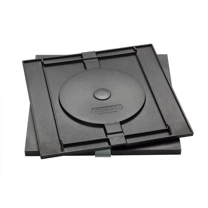 Black rotating base accessory designed for tools and home improvement projects with durable construction