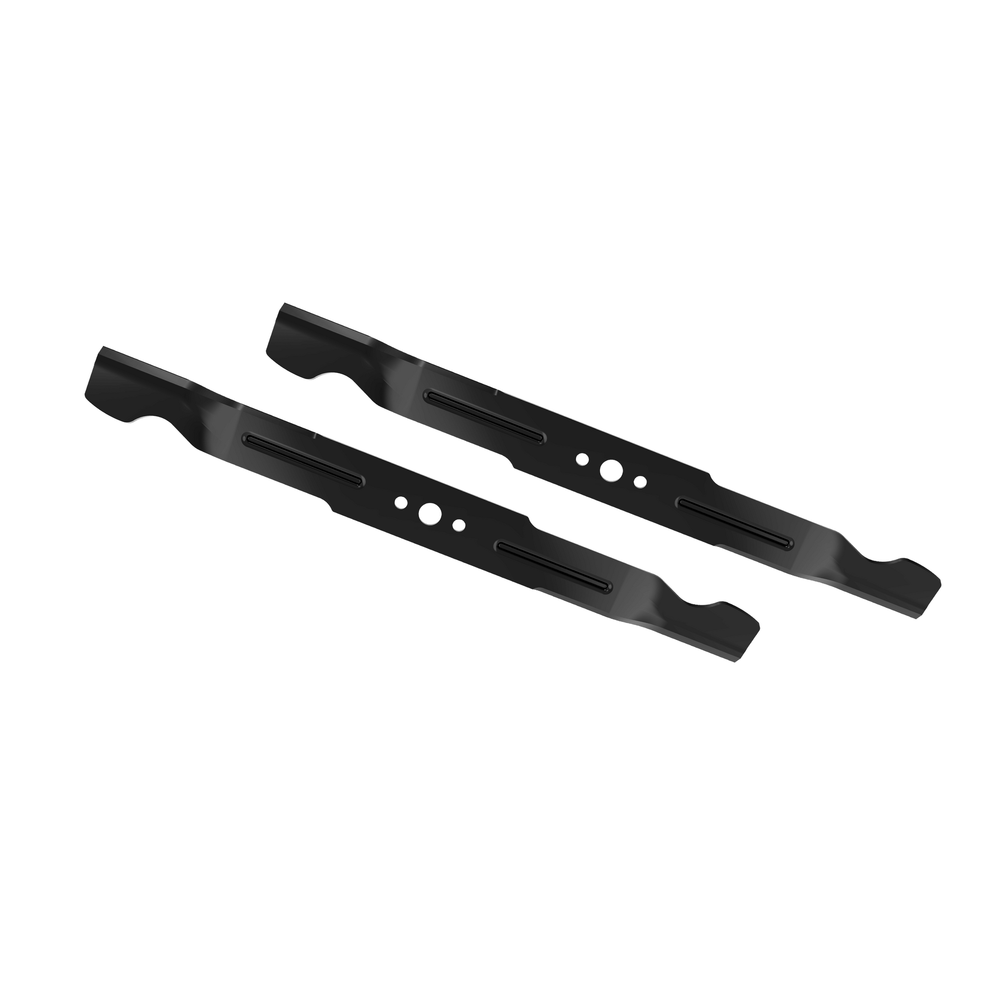 Pair of black replacement mower blades designed for EGO 42" riding mowers in parts and lubricants collection