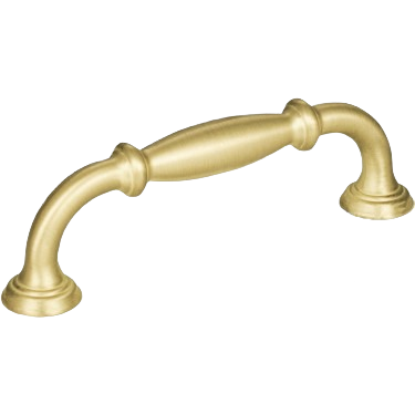 Brushed gold cabinet pull with a traditional curved design for furniture and cabinet hardware in home improvement tools collection