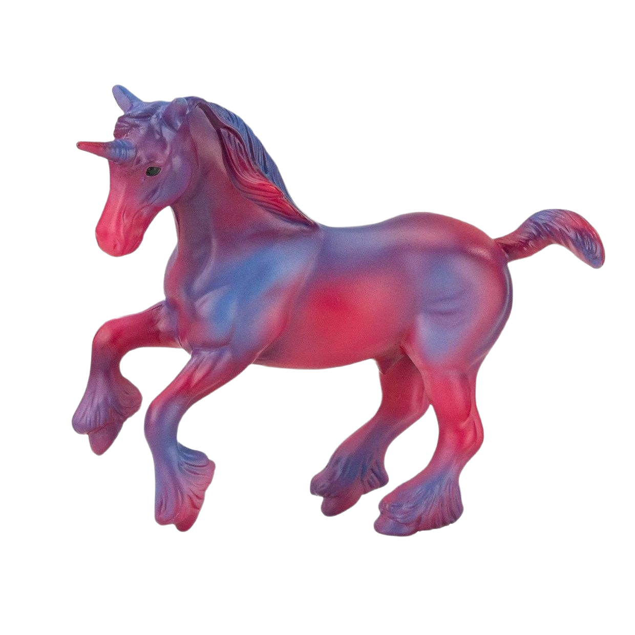 Glossy pink and purple unicorn figurine with detailed mane and tail from a collectible swirl gift set