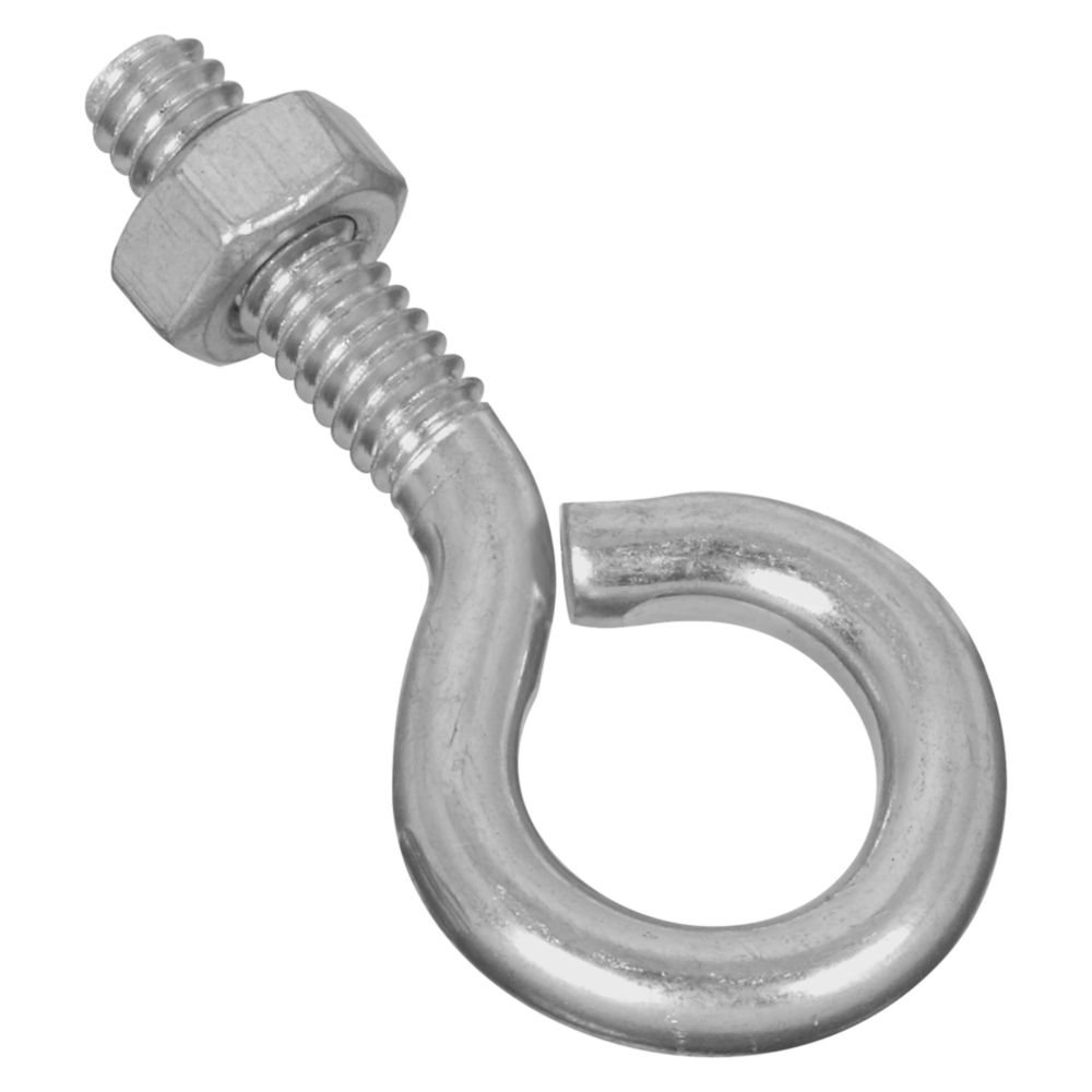 Zinc eye bolt with threaded shaft and hex nut for secure fastening in hardware and fasteners under $50 collection