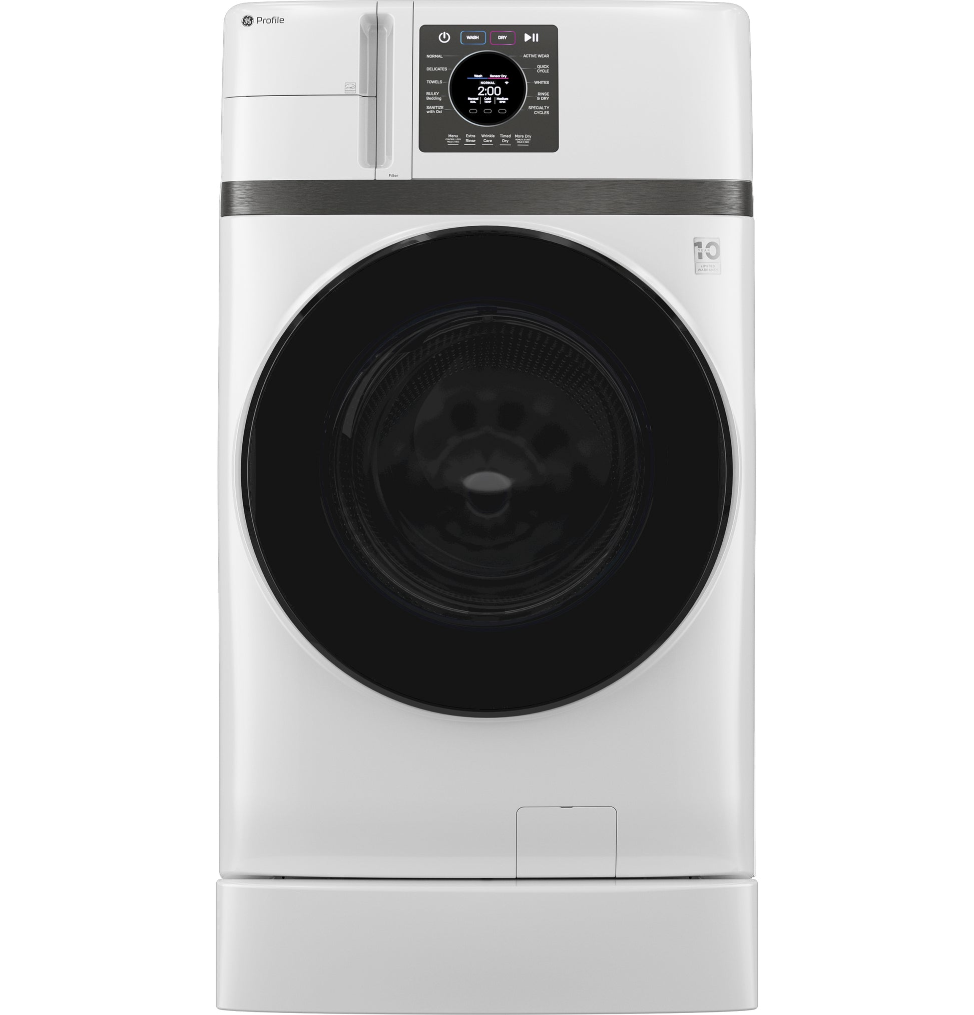 White front load washer and dryer combo with digital touch display and sleek black door trim from Washer/Dryer Combos collection