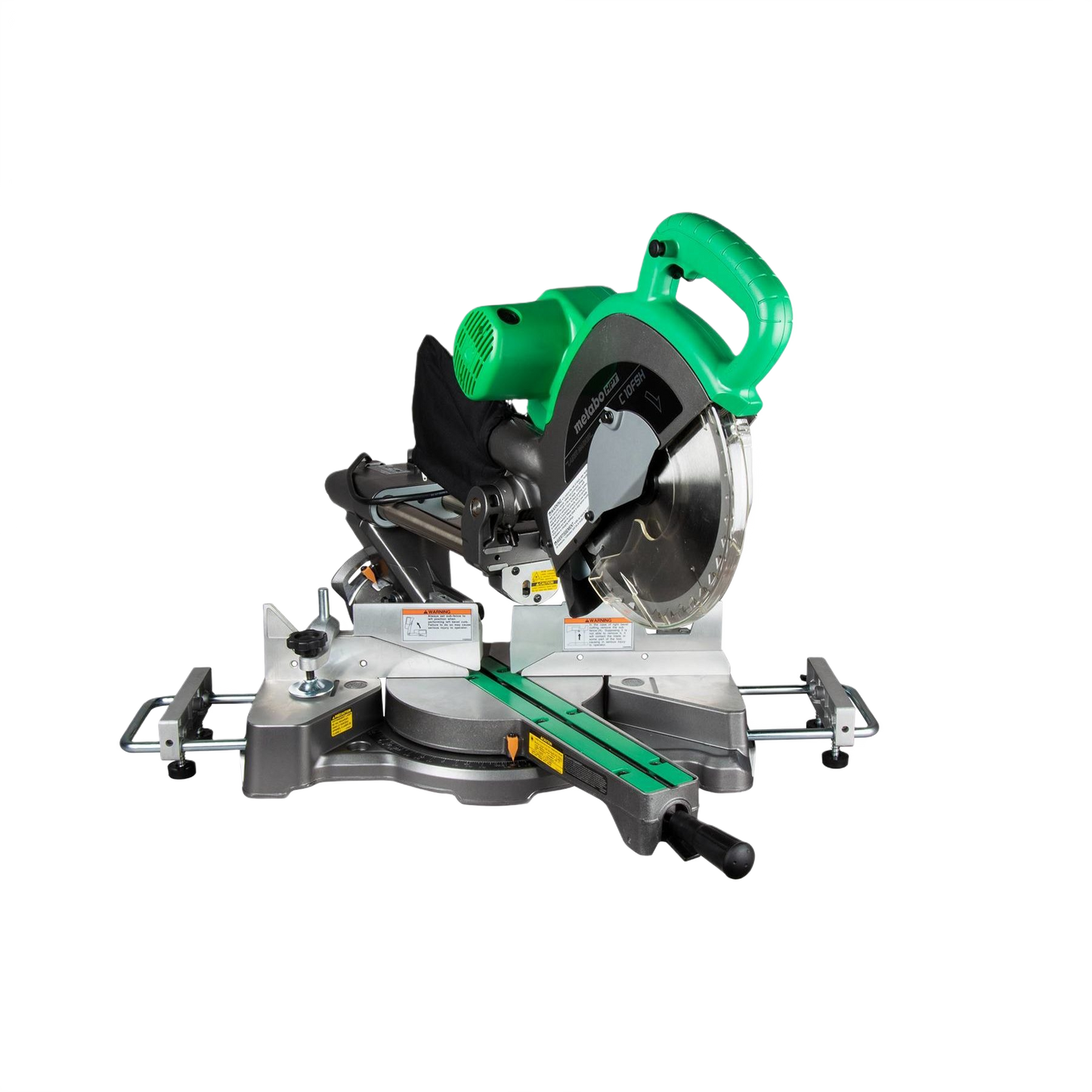 Sliding dual compound miter saw with green handle for precise cuts in power tools and saws collection