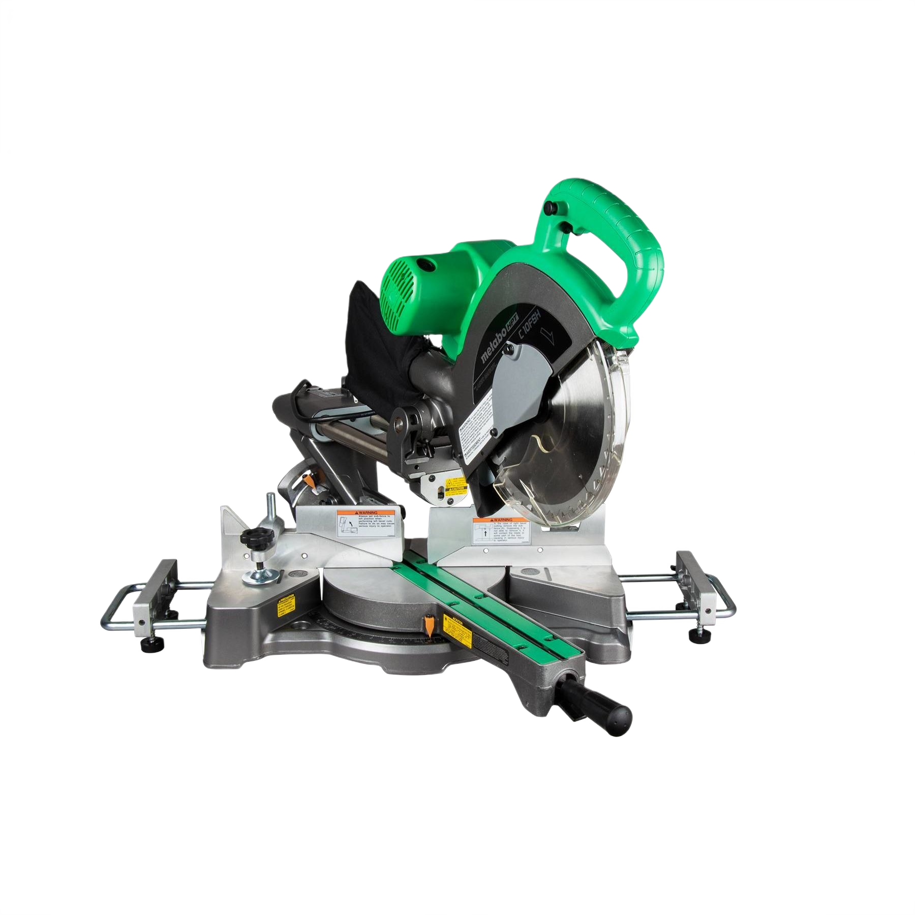 Sliding dual compound miter saw with green handle for precise cuts in power tools and saws collection